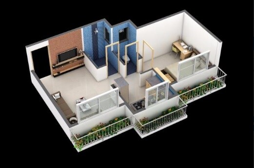 1 BHK 611 Sq. Ft. Apartment