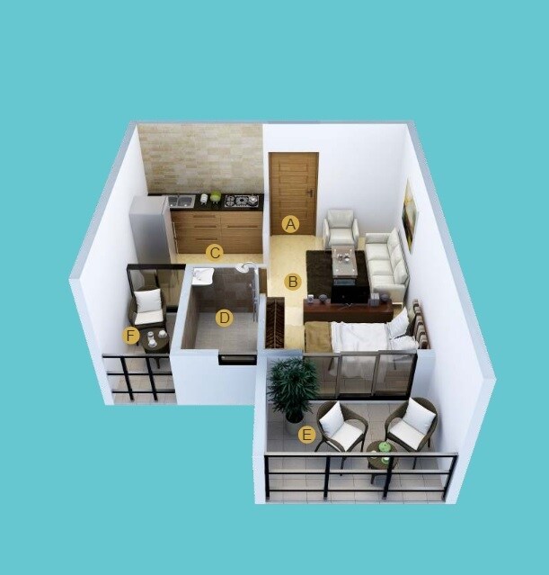 Floor plan of 247 Sq. Ft. Studio in Prayag City, Navi Mumbai