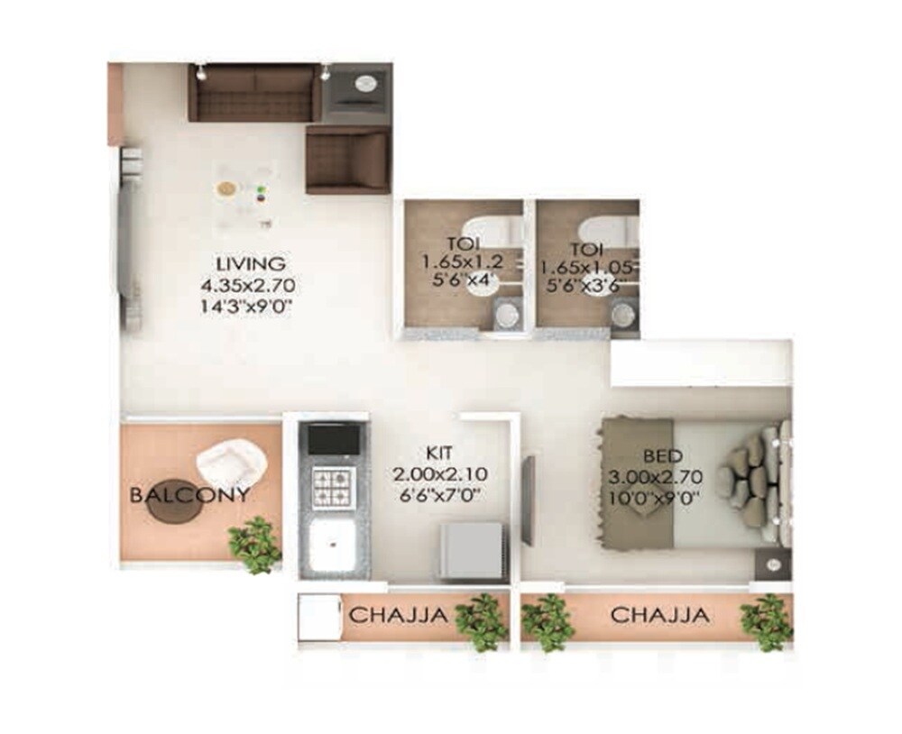 1 BHK 294 Sq. Ft. Apartment