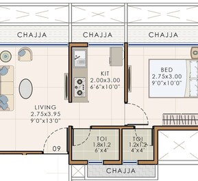 1 BHK 318 Sq. Ft. Apartment in Precious Krishna Hills