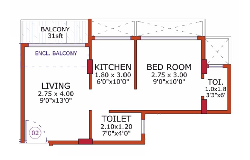 1 BHK 300 Sq. Ft. Apartment