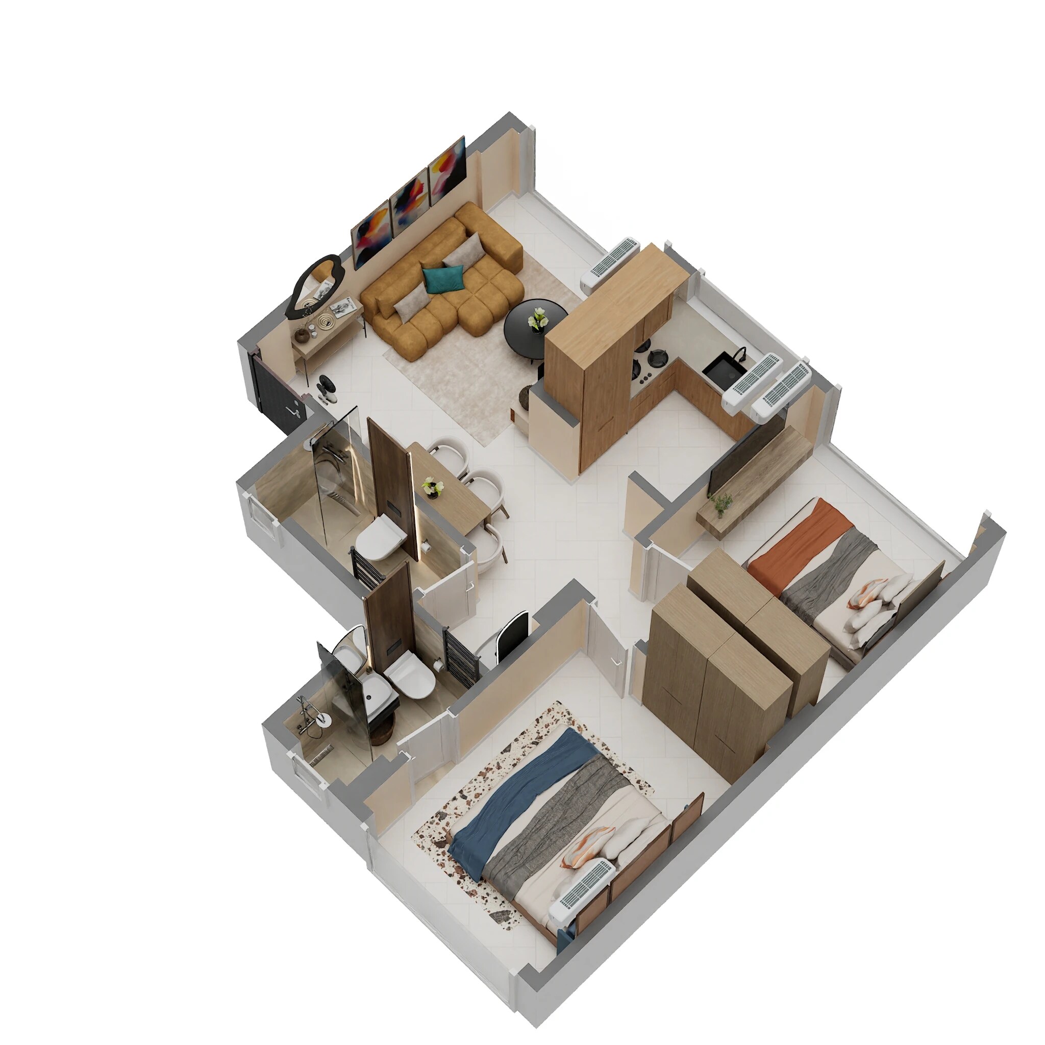 2 BHK 557 Sq. Ft. Apartment