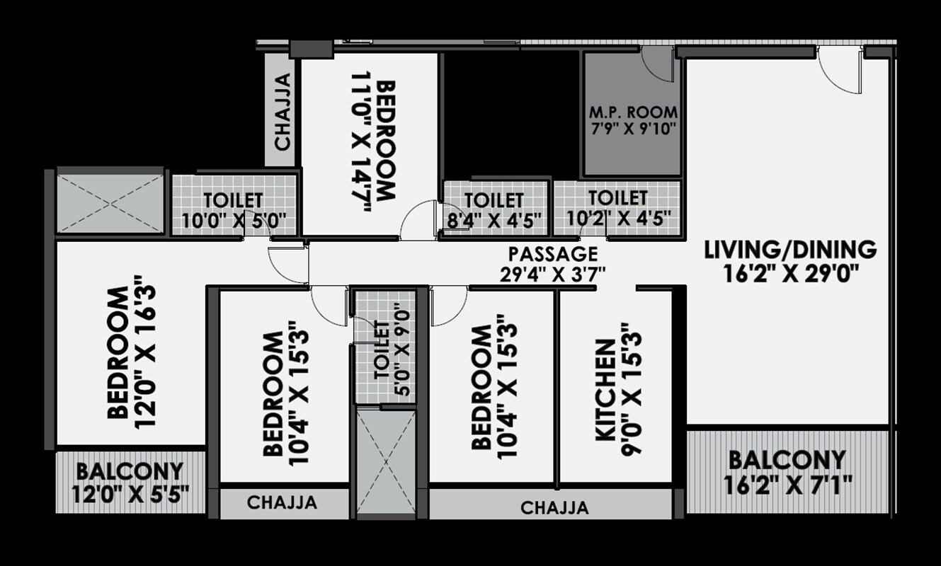 4 BHK 1650 Sq. Ft. Apartment