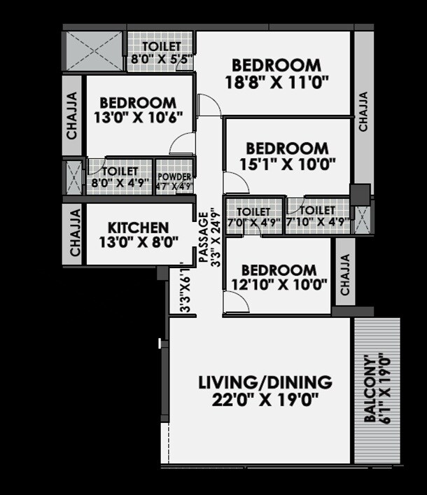 4 BHK 2125 Sq. Ft. Apartment