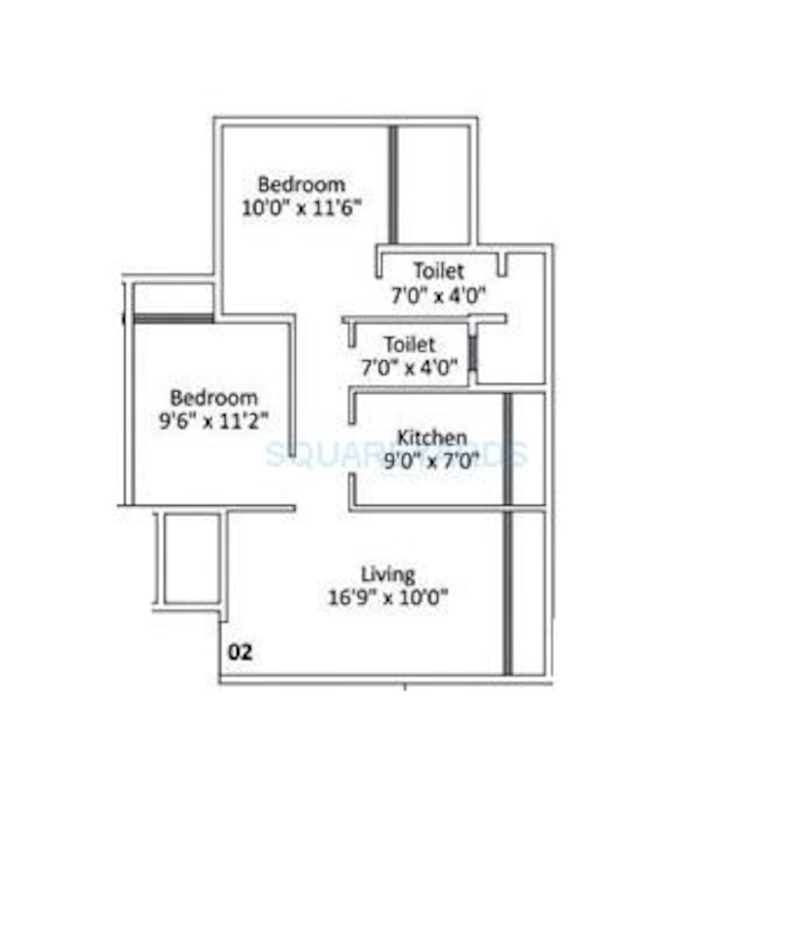 progressive group viva apartment 2bhk 1150sqft1