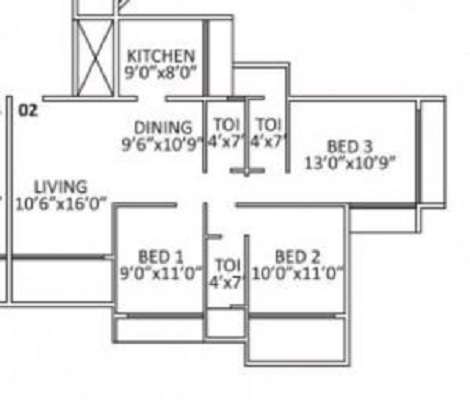 3 BHK 1750 Sq. Ft. Apartment in Progressive Meera Aangan