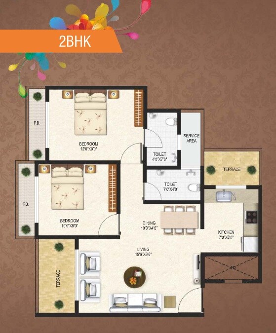 2 BHK 1100 Sq. Ft. Apartment