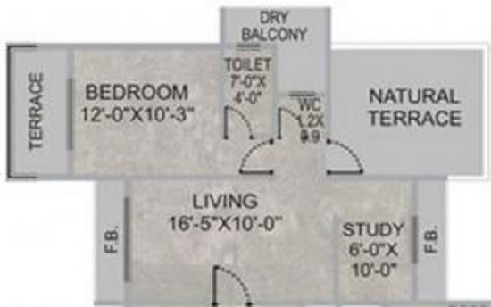 Floor plan of 1 BHK 700 Sq. Ft. Apartment in Proviso Green View, Navi Mumbai