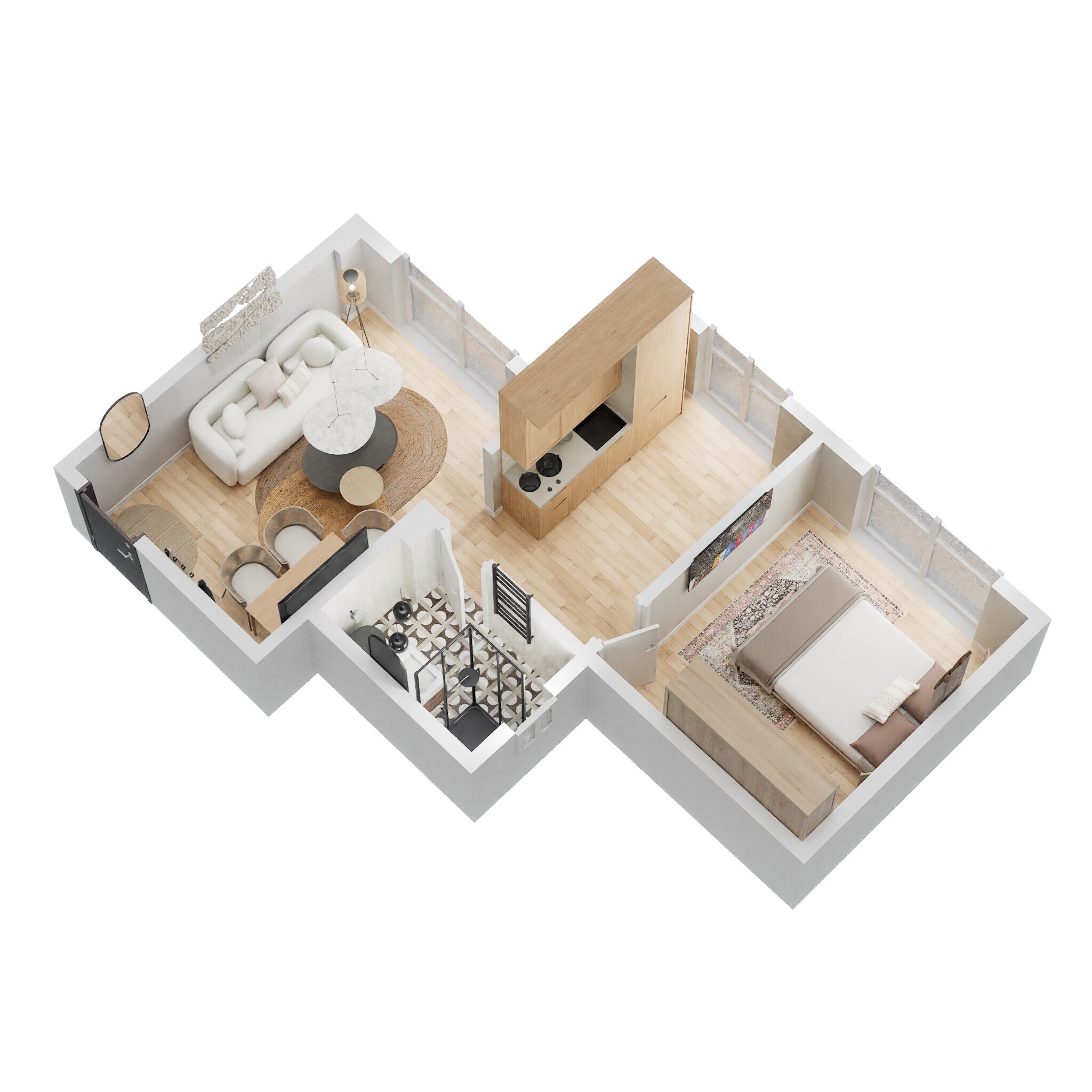 Floor plan of 1 BHK 397 Sq. Ft. Apartment in Puraniks City, Navi Mumbai