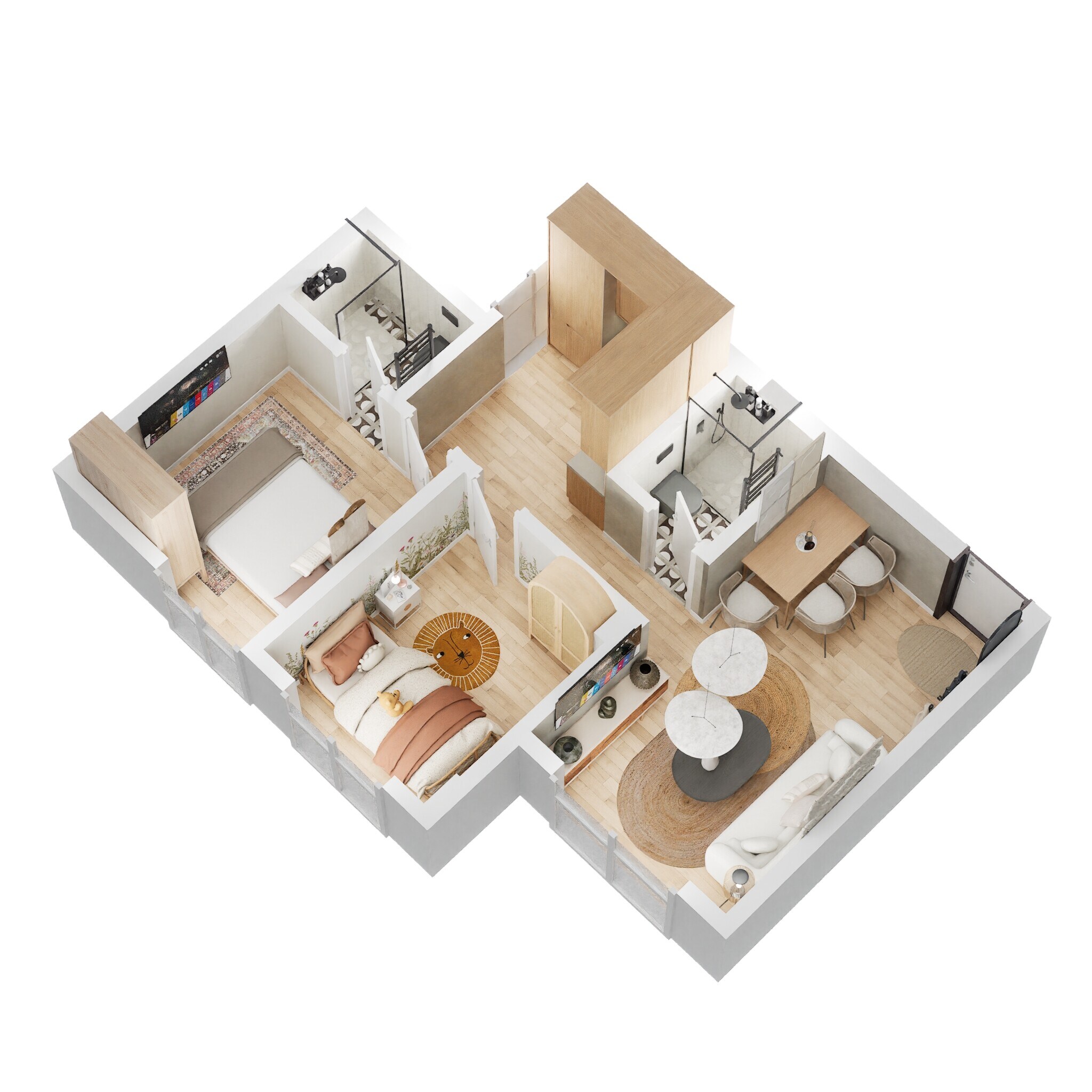 Floor plan of 2 BHK 427 Sq. Ft. Apartment in Puraniks City, Navi Mumbai