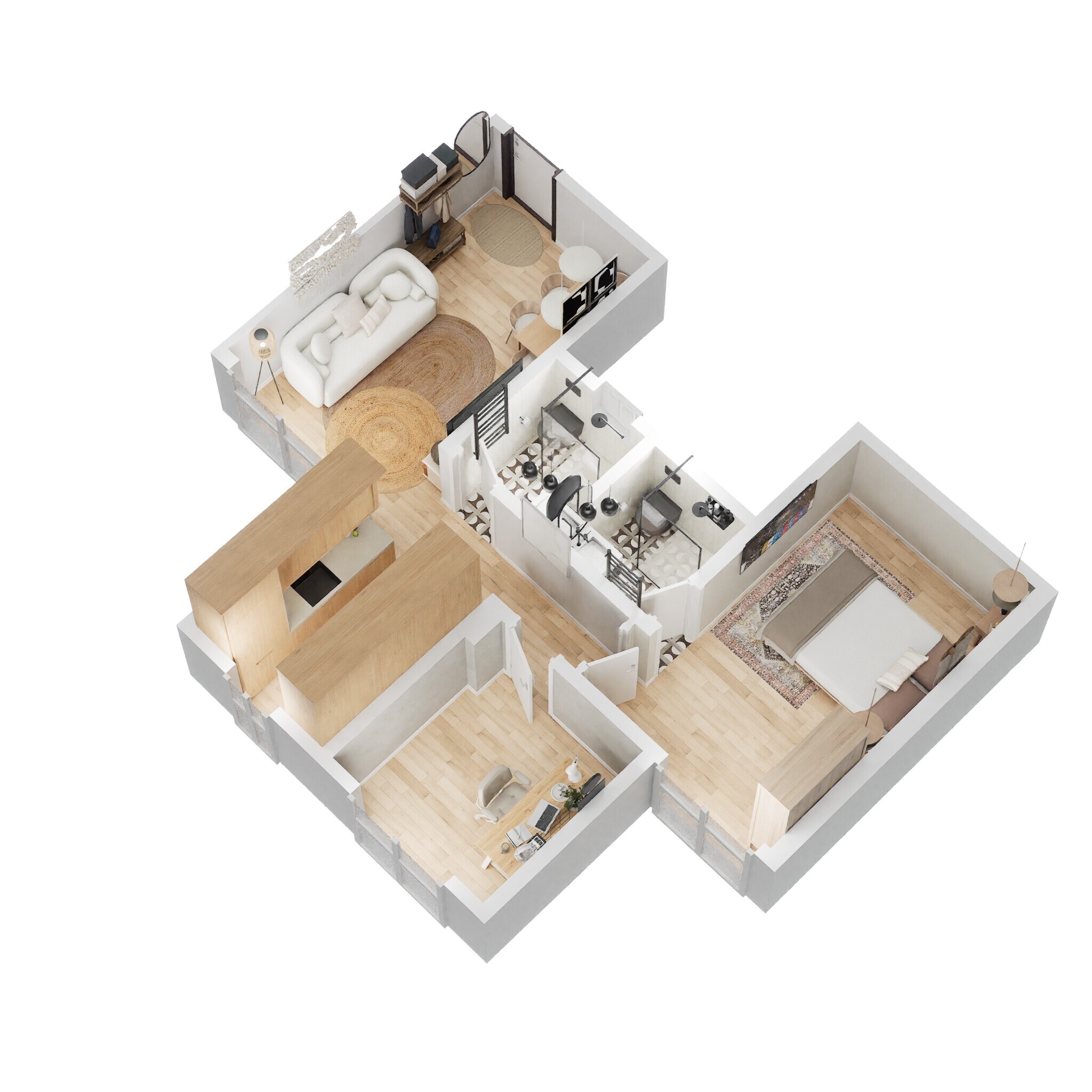 Floor plan of 1 BHK 368 Sq. Ft. Apartment in Puraniks City Sector 2, Navi Mumbai