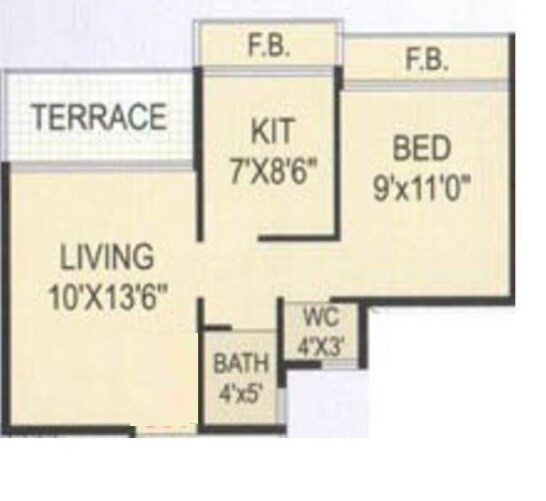1 BHK 650 Sq. Ft. Apartment