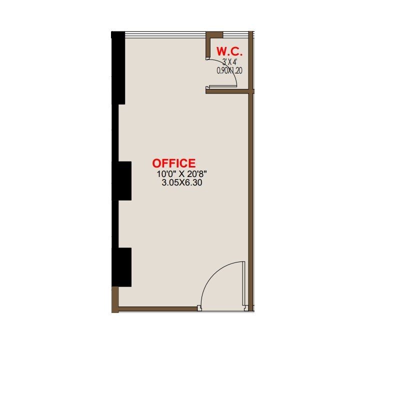 Floor plan of 500 Sq. Ft. Office Space in Pushpak Laxmi One, Navi Mumbai