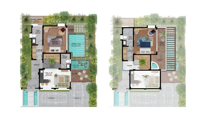 Floor plan of 2 BHK 1551 Sq. Ft. Villa in Pushpam Balibaug, Navi Mumbai