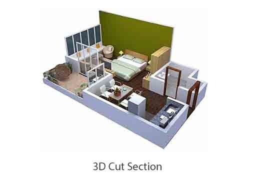Floor plan of 345 Sq. Ft. Studio in Pushpam Sanskruti, Navi Mumbai