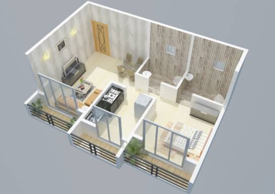 Floor plan of 1 BHK 510 Sq. Ft. Apartment in Pymaa Mannat Apartments, Navi Mumbai