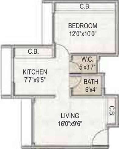 1 BHK 465 Sq. Ft. Apartment in Pyramid Elements