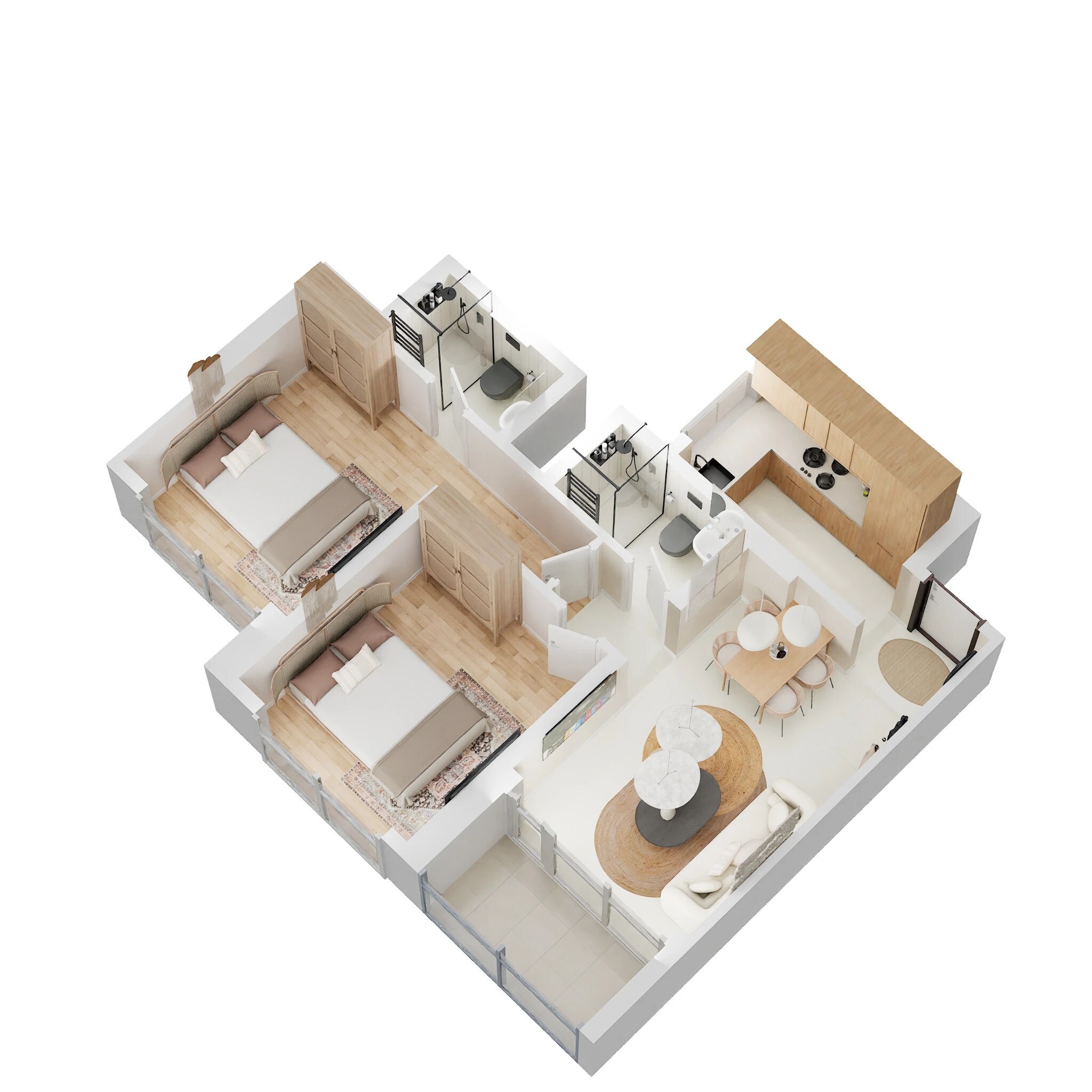 Floor plan of 2 BHK 452 Sq. Ft. Apartment in Raheja Lunaris, Navi Mumbai