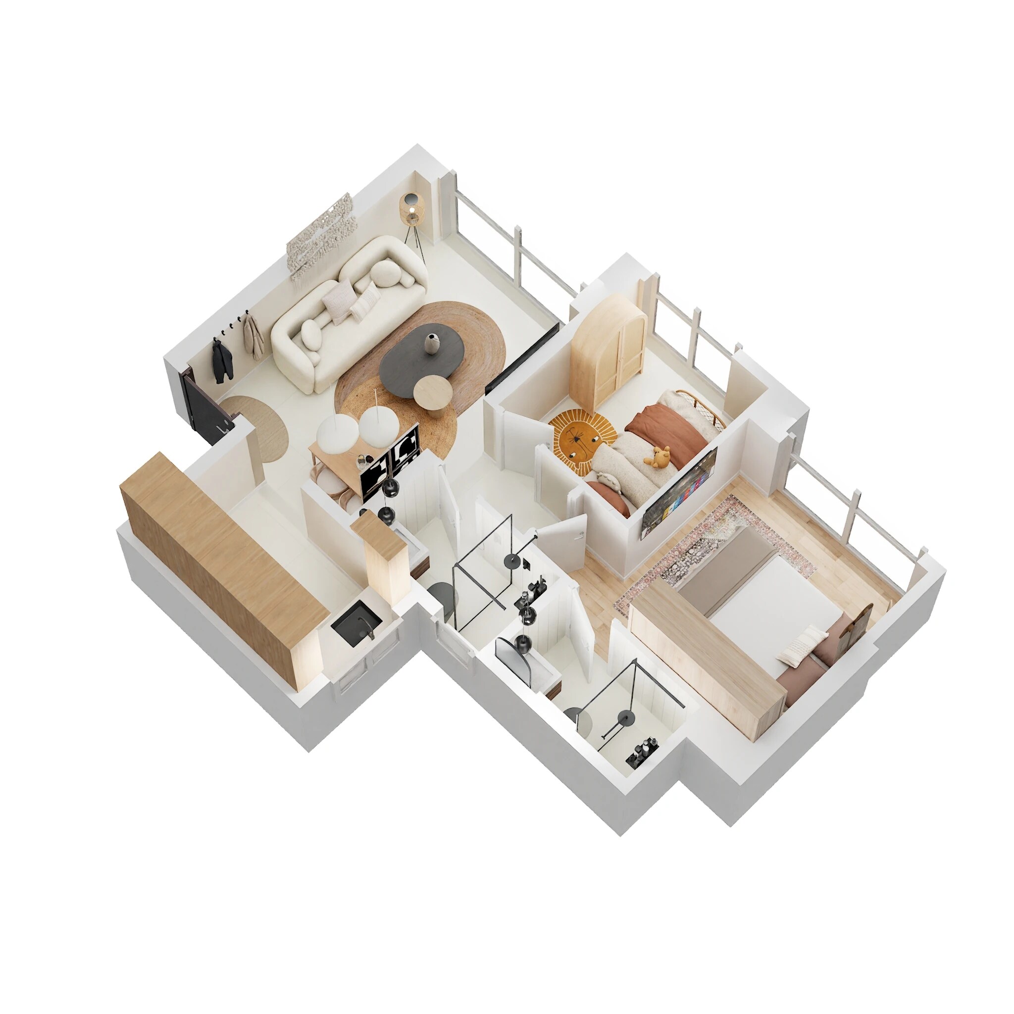 Floor plan of 2 BHK 725 Sq. Ft. Apartment in Raheja Lunaris, Navi Mumbai
