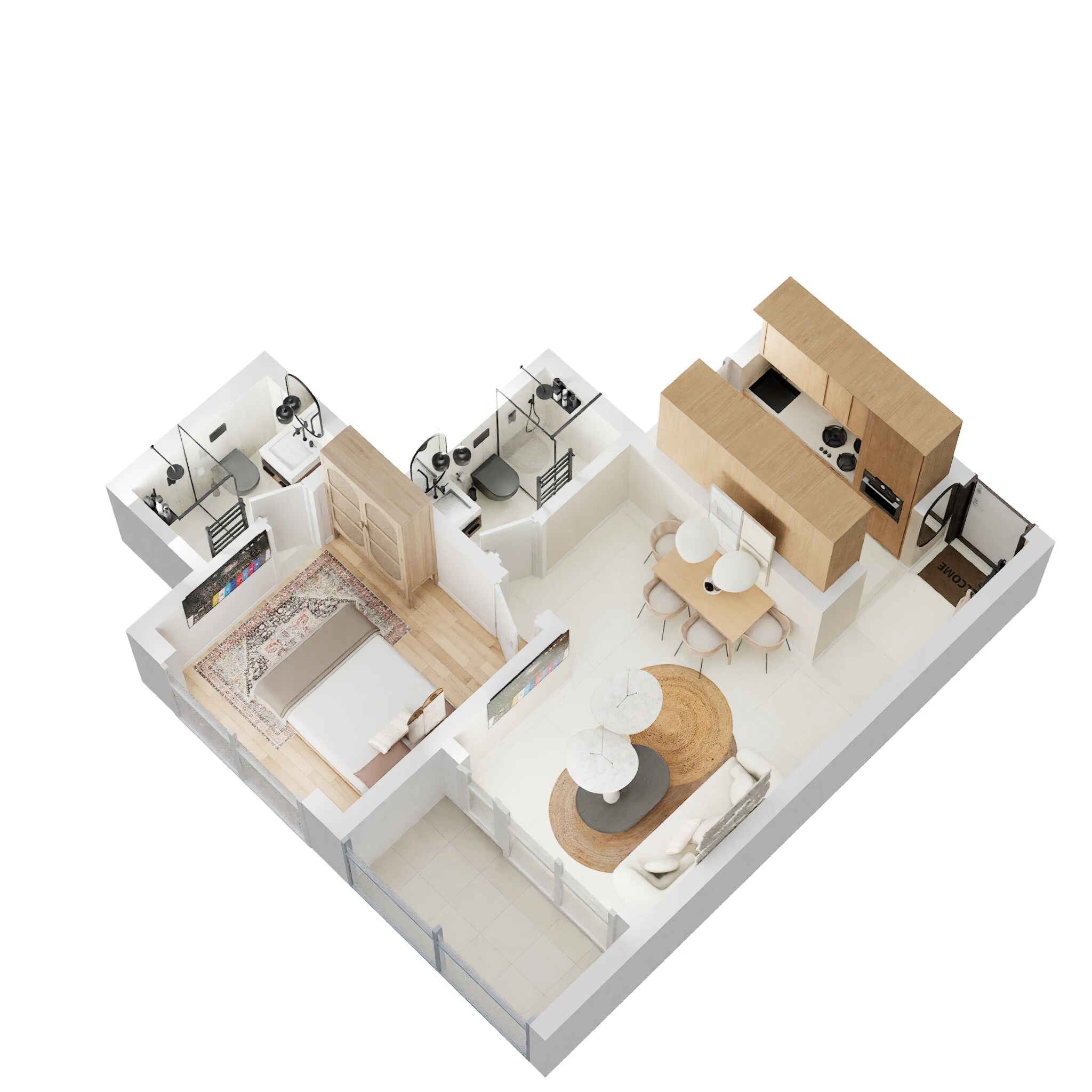 Floor plan of 1 BHK 425 Sq. Ft. Apartment in Raheja Solaris, Navi Mumbai