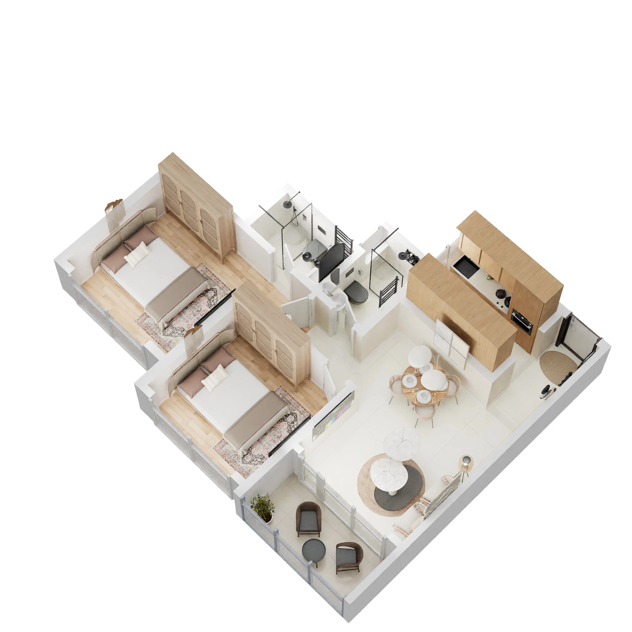 Floor plan of 2 BHK 578 Sq. Ft. Apartment in Raheja Solaris, Navi Mumbai