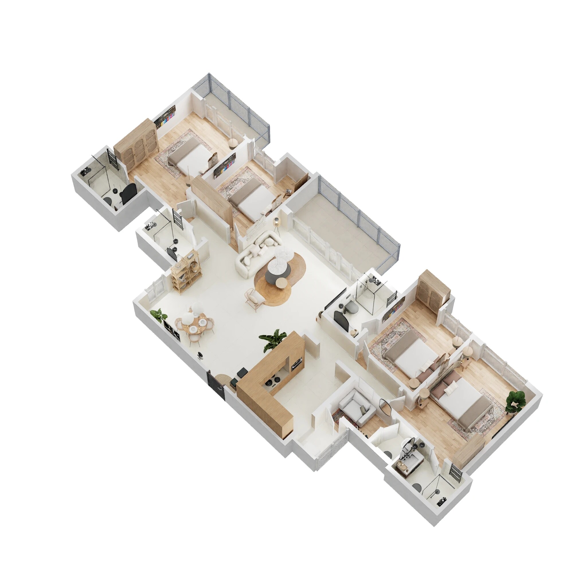 Floor plan of 4 BHK 1353 Sq. Ft. Apartment in Raheja Solaris, Navi Mumbai