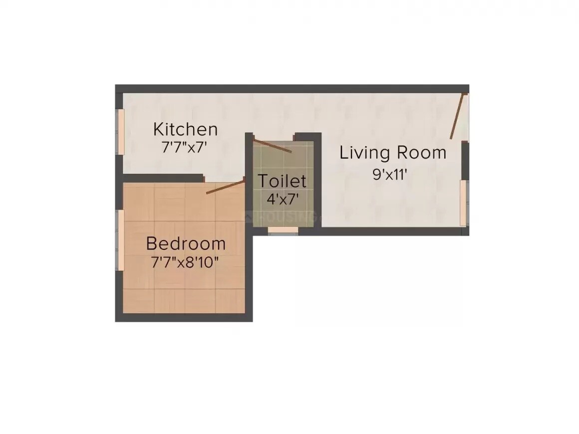 Floor plan of 1 BHK 450 Sq. Ft. Apartment in Raj Shree Datta Niwas, Navi Mumbai