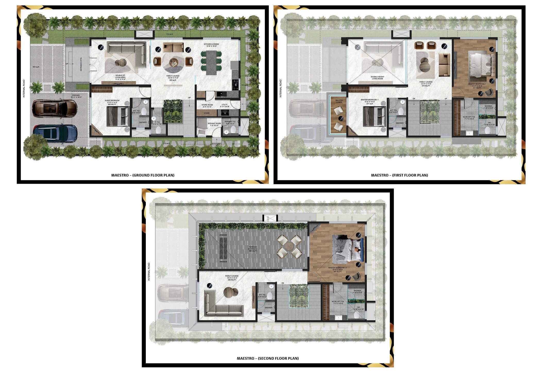 Floor plan of 4 BHK 3240 Sq. Ft. Villa in Rajhans Evana, Navi Mumbai