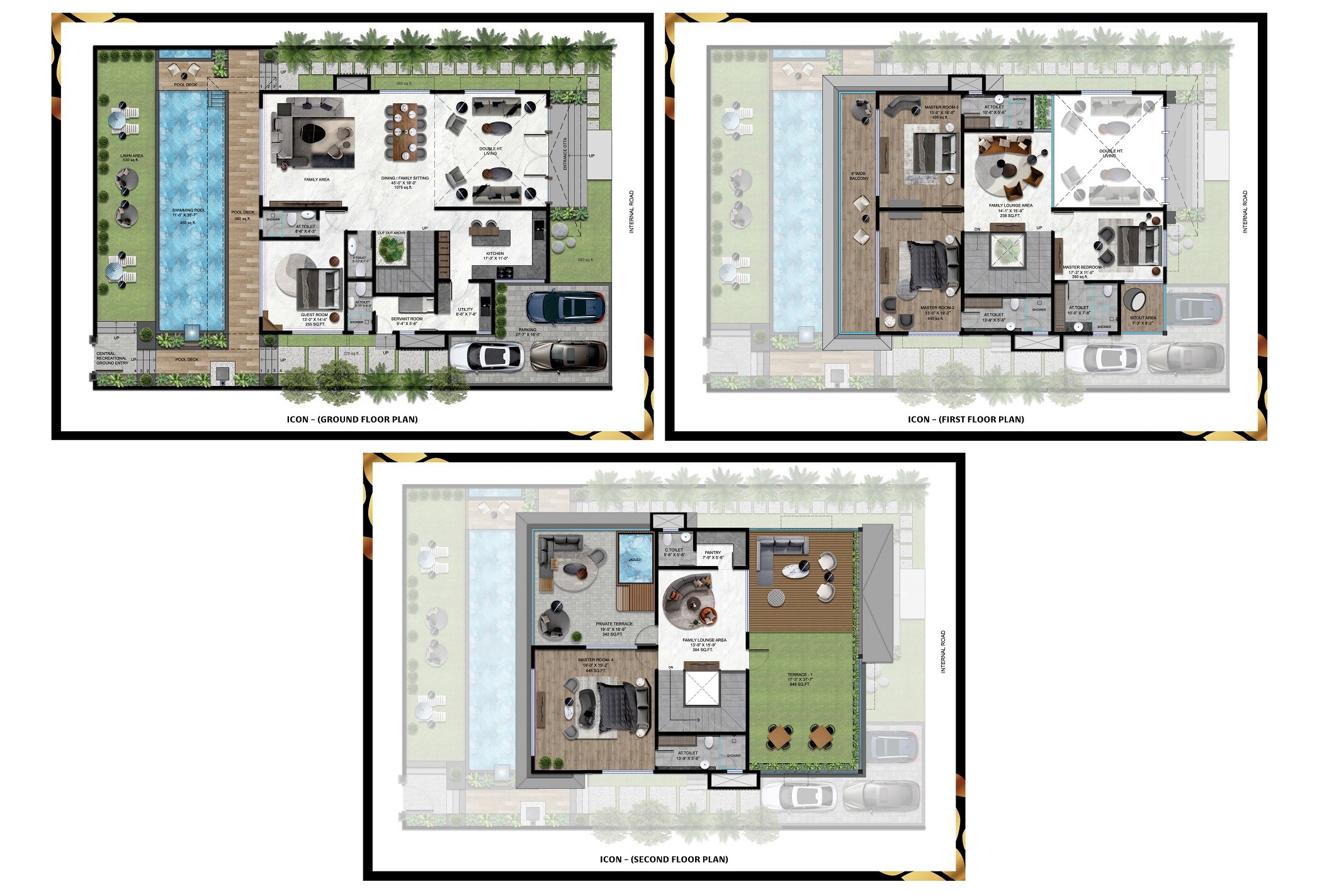 Floor plan of 5 BHK 4300 Sq. Ft. Villa in Rajhans Evana, Navi Mumbai