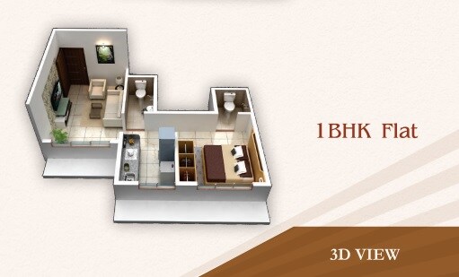 Floor plan of 1 BHK 227 Sq. Ft. Apartment in Ramesh Shankar Sparsh, Navi Mumbai