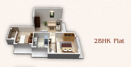 Floor plan of 2 BHK 438 Sq. Ft. Apartment in Ramesh Shankar Sparsh, Navi Mumbai