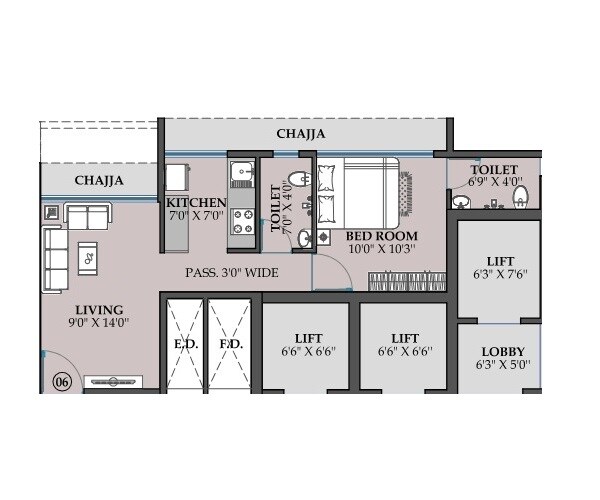 1 BHK 530 Sq. Ft. Apartment