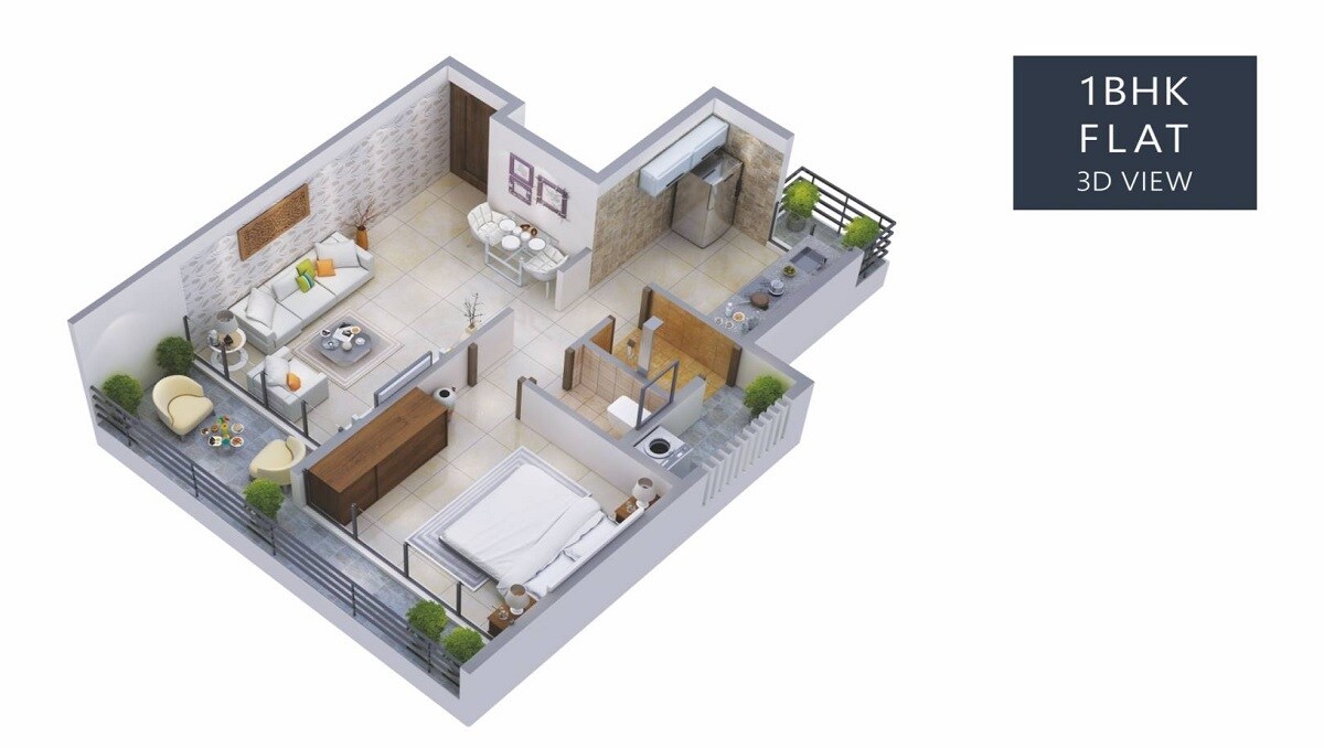 Floor plan of 1 BHK 272 Sq. Ft. Apartment in Ravechi RN Heights, Navi Mumbai