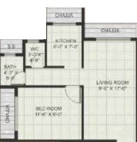 Floor plan of 1 BHK 289 Sq. Ft. Apartment in RD Parvati Vastu, Navi Mumbai
