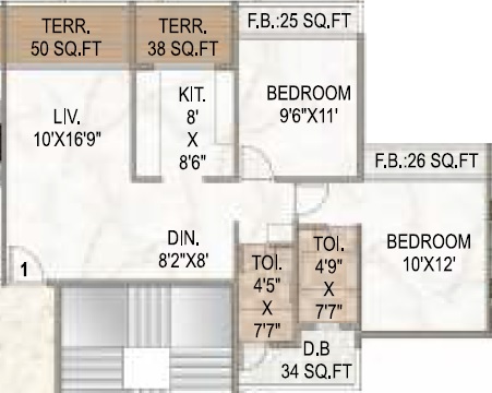 2 BHK 464 Sq. Ft. Apartment in Regency Ellanza