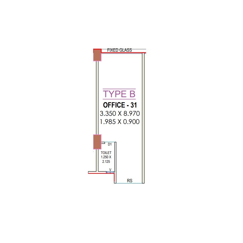 Floor plan of 343 Sq. Ft. Office Space in Regency Square, Navi Mumbai