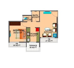 1 BHK 633 Sq. Ft. Apartment in Reliable Balaji Sharan