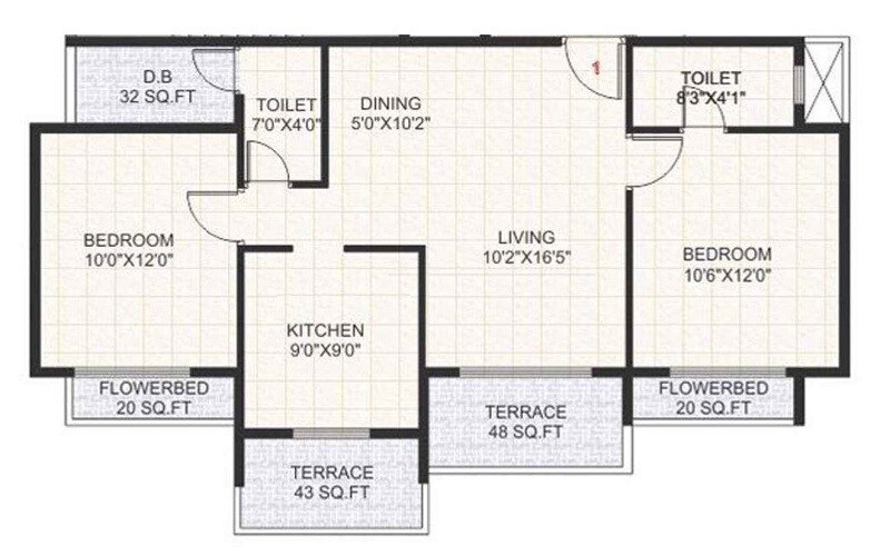 2 BHK 1225 Sq. Ft. Apartment