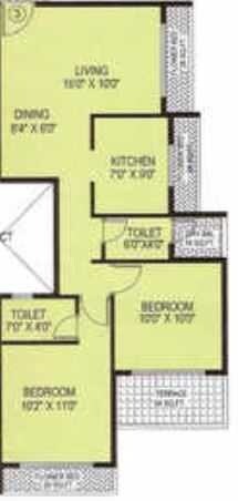 Floor plan of 2 BHK 1175 Sq. Ft. Apartment in Reliable  Balaji Shradha, Navi Mumbai