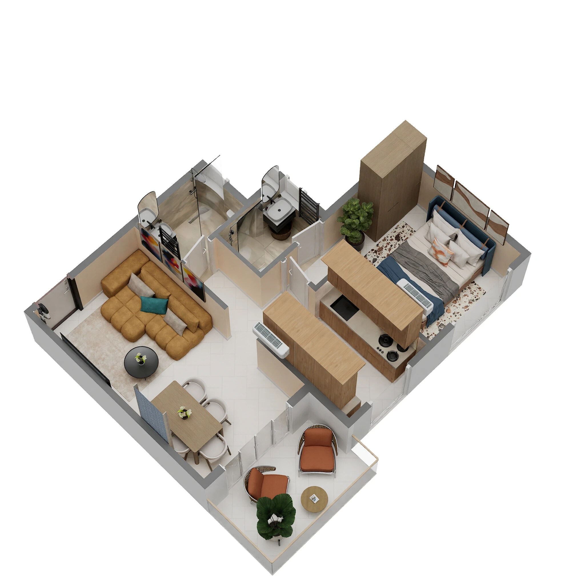 Floor plan of 1 BHK 445 Sq. Ft. Apartment in RG Nakshatra Tower, Navi Mumbai