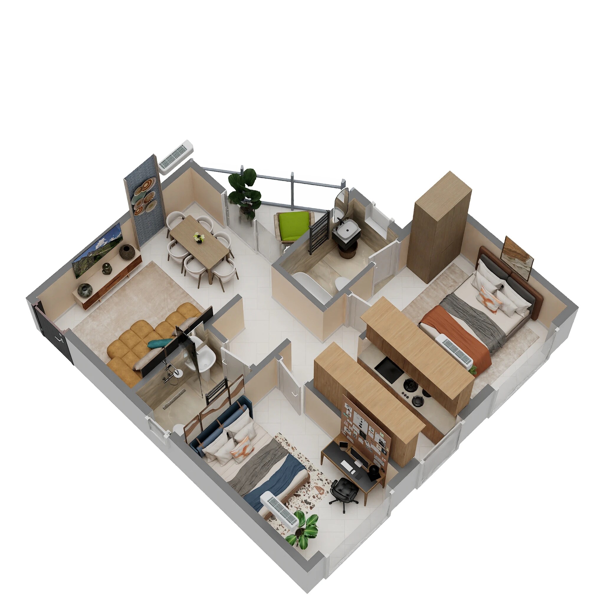 Floor plan of 2 BHK 484 Sq. Ft. Apartment in RG Nakshatra Tower, Navi Mumbai