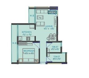 Floor plan of 1 BHK 427 Sq. Ft. Apartment in Riddhi Gokuldham, Navi Mumbai