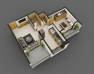 Floor plan of 1 BHK 357 Sq. Ft. Apartment in Riddhi Siddhi Exotica, Navi Mumbai
