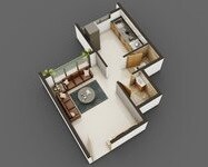 Floor plan of 220 Sq. Ft. Studio in Riddhi Siddhi Exotica, Navi Mumbai