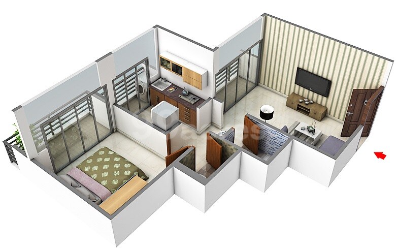Floor plan of 1 BHK 299 Sq. Ft. Apartment in Riddhi Siddhi Heights Ulwe, Navi Mumbai