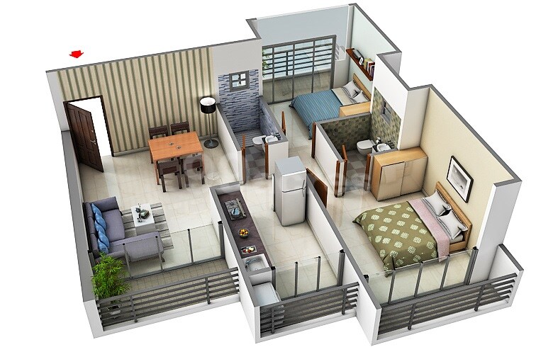 Floor plan of 2 BHK 467 Sq. Ft. Apartment in Riddhi Siddhi Heights Ulwe, Navi Mumbai