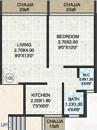 Floor plan of 1 BHK 267 Sq. Ft. Apartment in Rishikesh Aangan, Navi Mumbai
