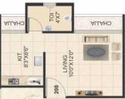 Floor plan of 222 Sq. Ft. Studio in RK Vaishnavi Hill View, Navi Mumbai