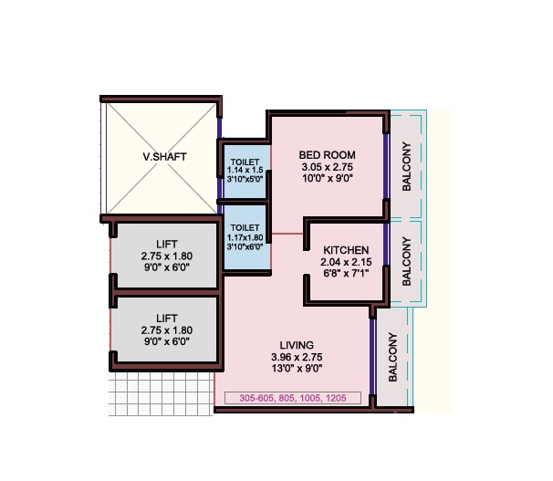 1 BHK 445 Sq. Ft. Apartment in RK Vaishnavi Icon