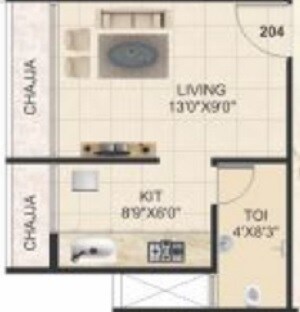 Floor plan of 184 Sq. Ft. Studio in RK Vaishnavi Pride, Navi Mumbai